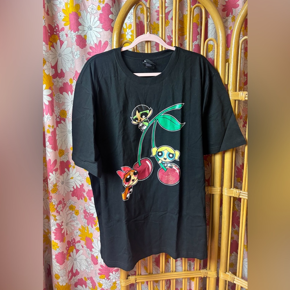 The Powerpuff Girls Cherry Graphic Tee - Black Oversized